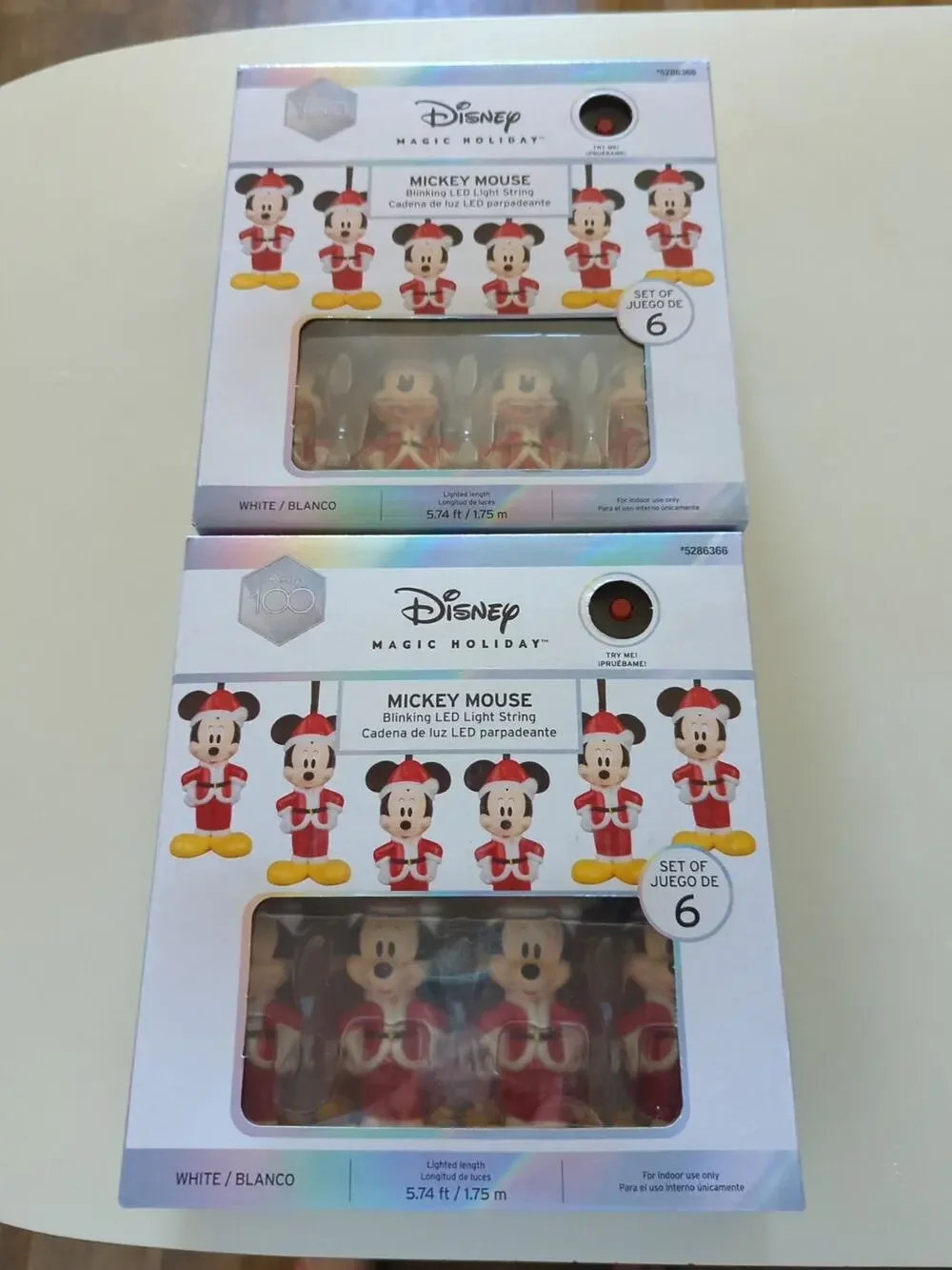 2 Sets, New!! DISNEY MAGIC String Lights MICKEY SANTA Blinking LED!! 100 Years!
